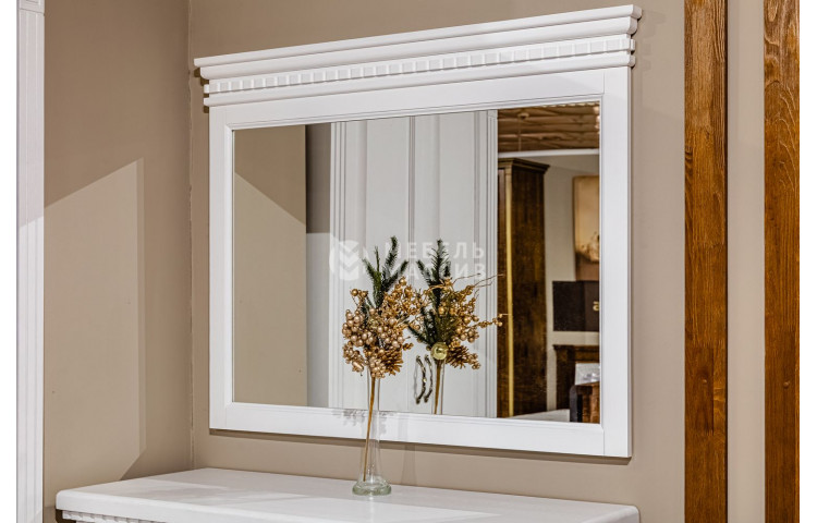 Зеркало к комоду из серии Флоренция (белая эмаль)